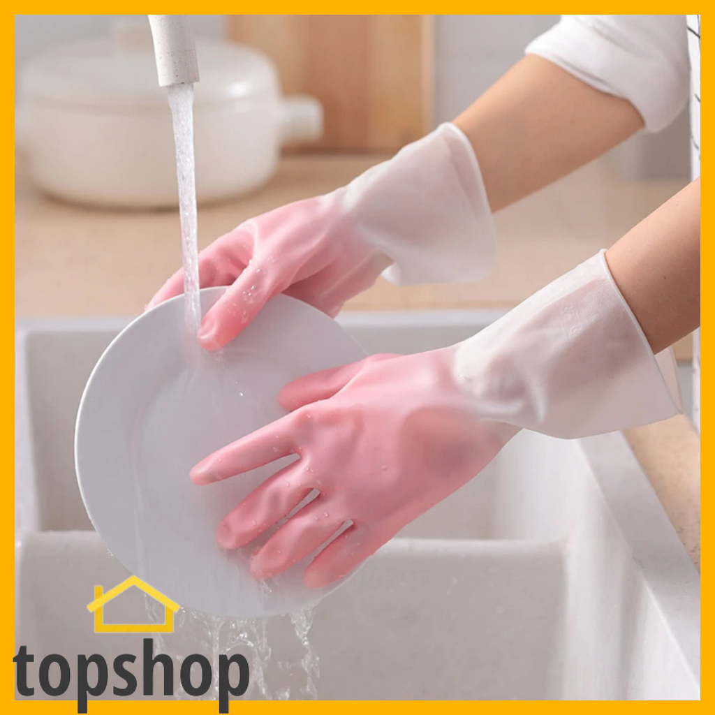 1 Pair PVC Dishwashing Cleaning Gloves Kitchen Rubber Latex