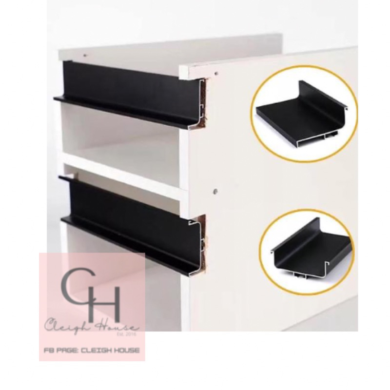 aluminum hidden Grab handle C J L type black 1.5mts long