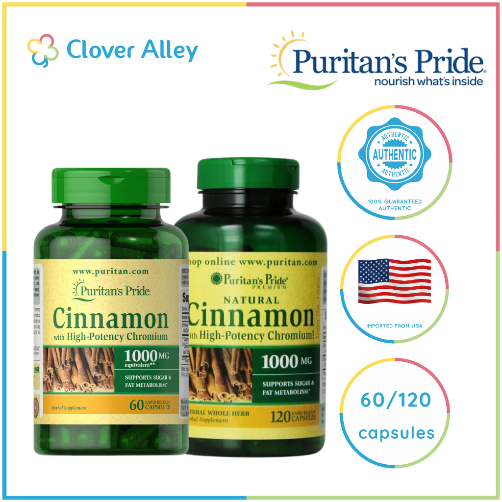Puritan's Pride Natural CInnamon with chromium 60/120pcs Shopee