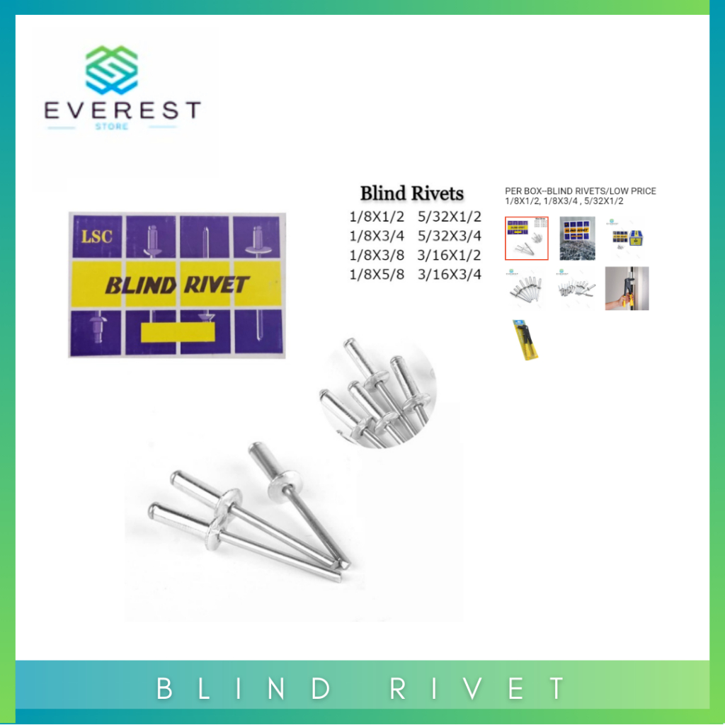 MOTHER BOX--BLIND RIVETS/1/8X1/2, 5/32X1/2 (20 BOX) | Shopee Philippines