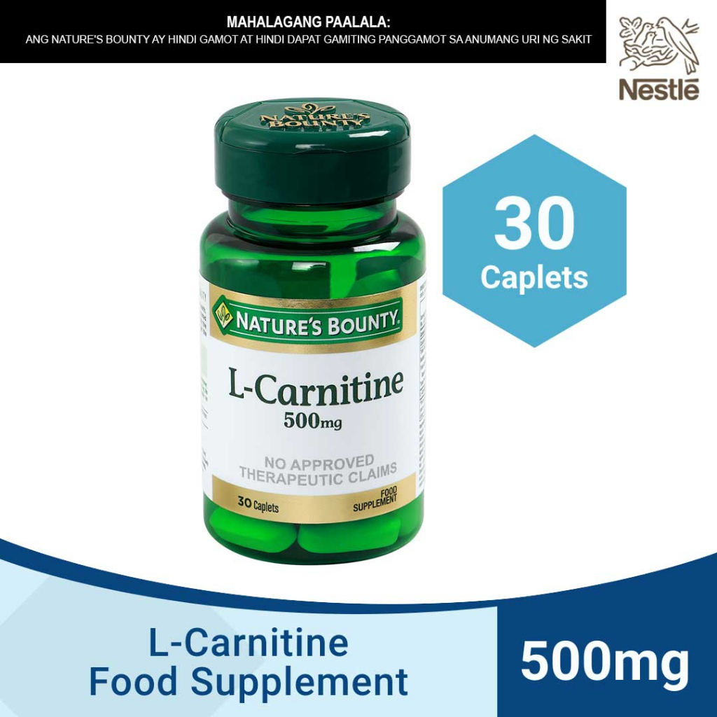 Nature's Bounty LCarnitine Food Supplement 500mg x 30 Caplets Shopee