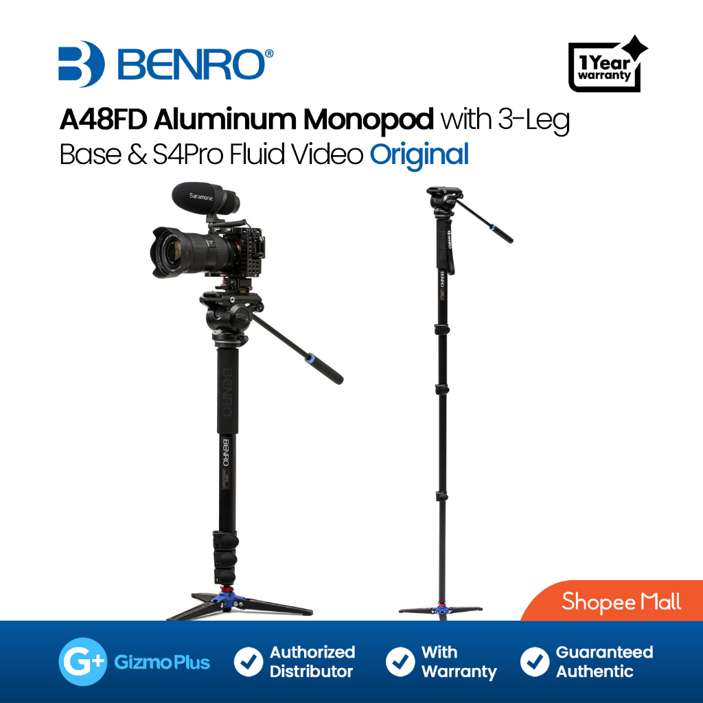 Benro A48FD Series 4 Aluminum Monopod with 3Leg Locking Base