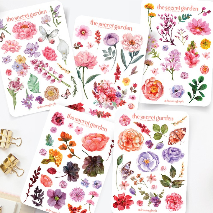 Sticker Sheet - Flowers - Kisscut | Bullet Journal, Planner , Scrapbook ...