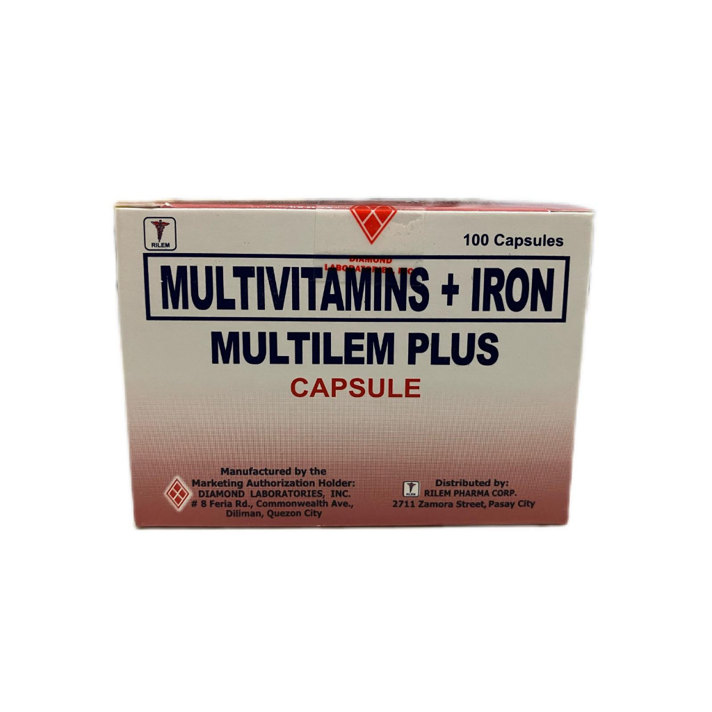 Multilem Plus (Multivitamins+Iron) 100capsules SP Shopee Philippines