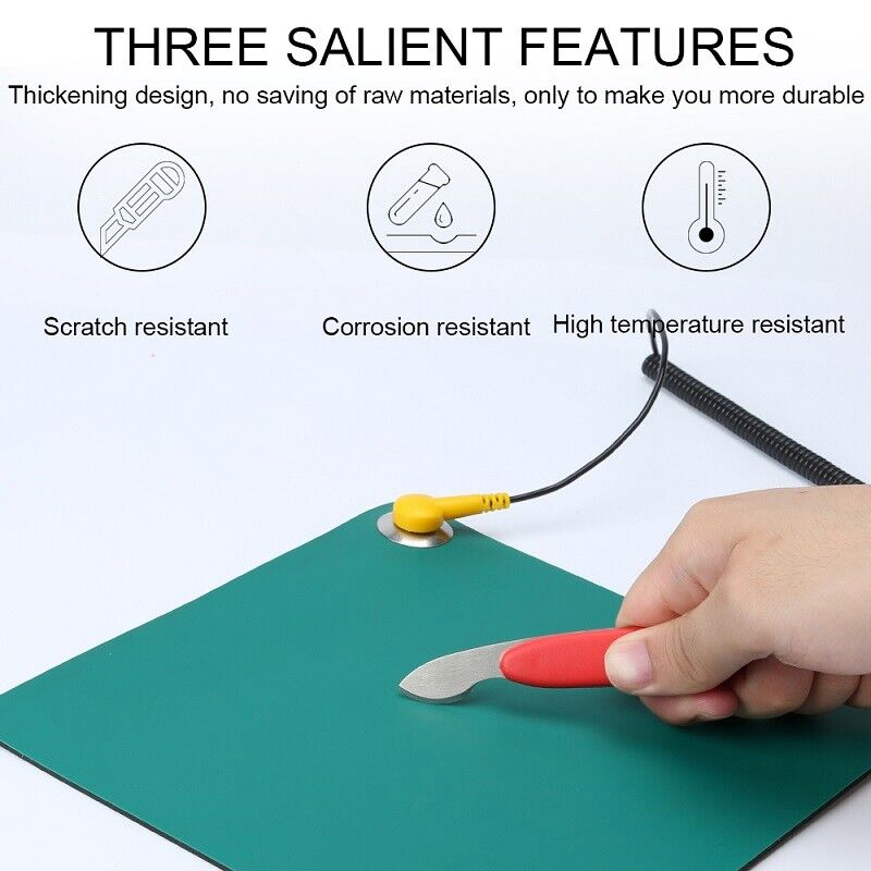Green Desktop Anti Static ESD 300x400mm Grounding Mat For Phone PC