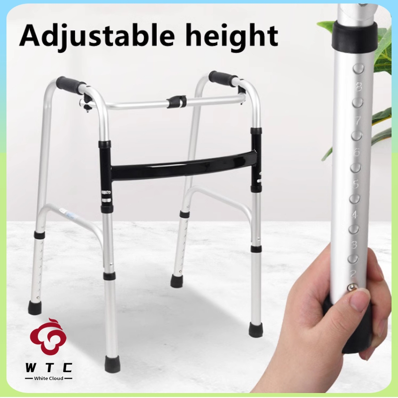 【WTC】Elderly Stainless Steel Folding Torque Walker Crutches Four-corner ...