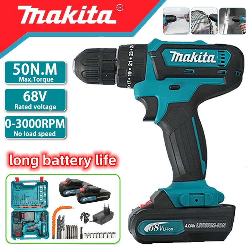Makita 68V Cordless drill Heavy Hand Drill Power Tool Set 2 battery