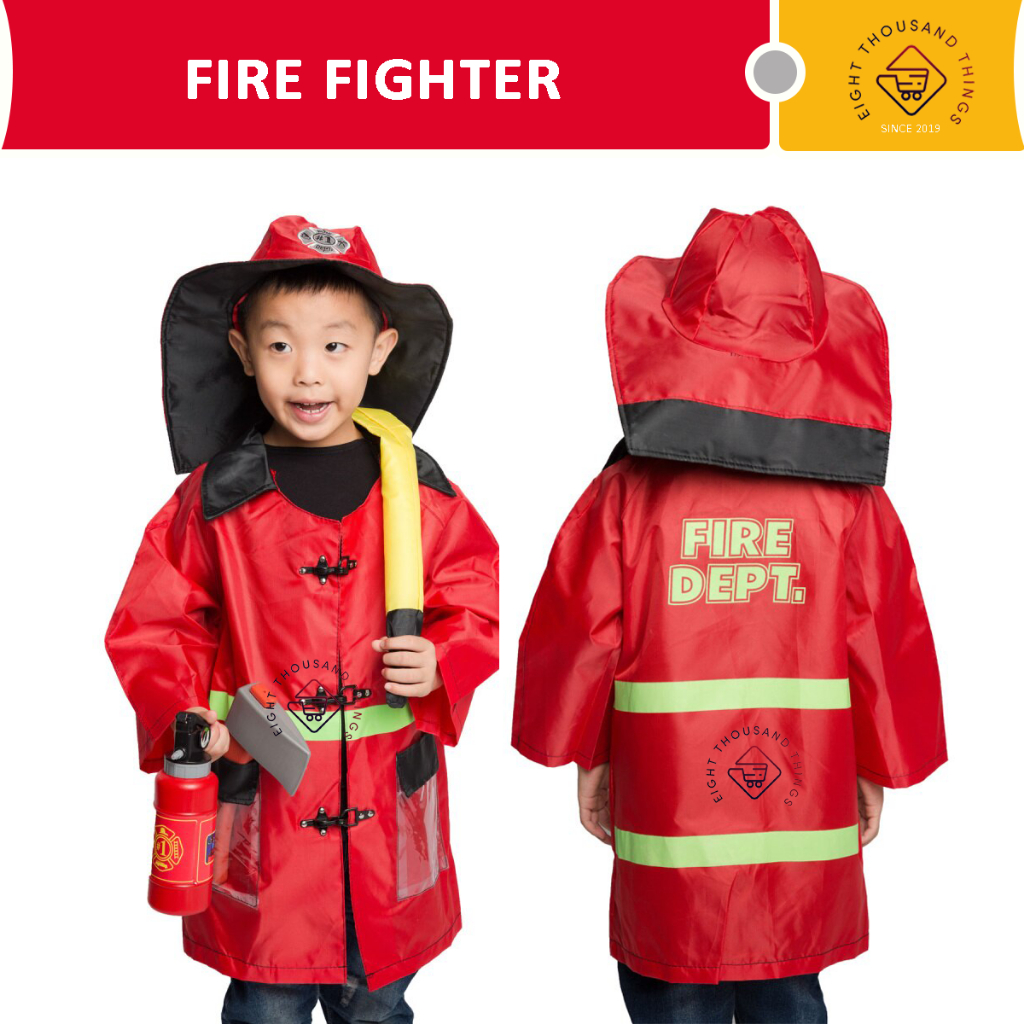 Fire Fighter / Fireman Kids Professional Career Outfit Costume Role ...