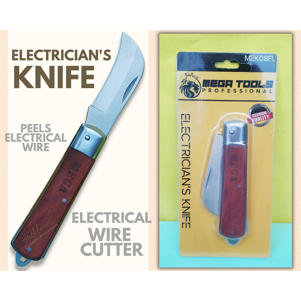 Electrician's Knife Blade Wooden Handle Electrical Wire Cutter