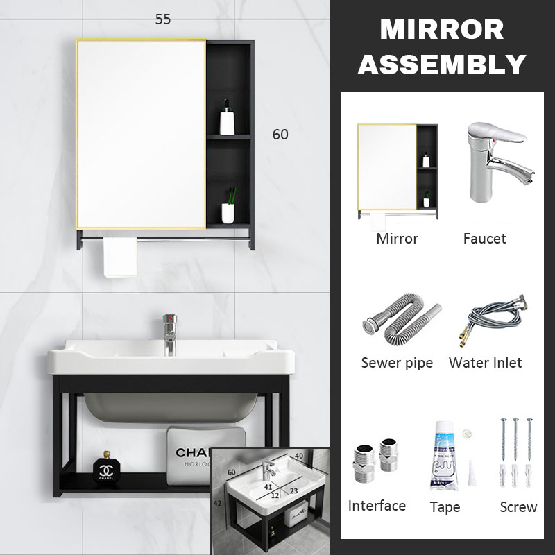 COD Aluminum Bathroom Basin Set Ceramic Sink with Mirror and