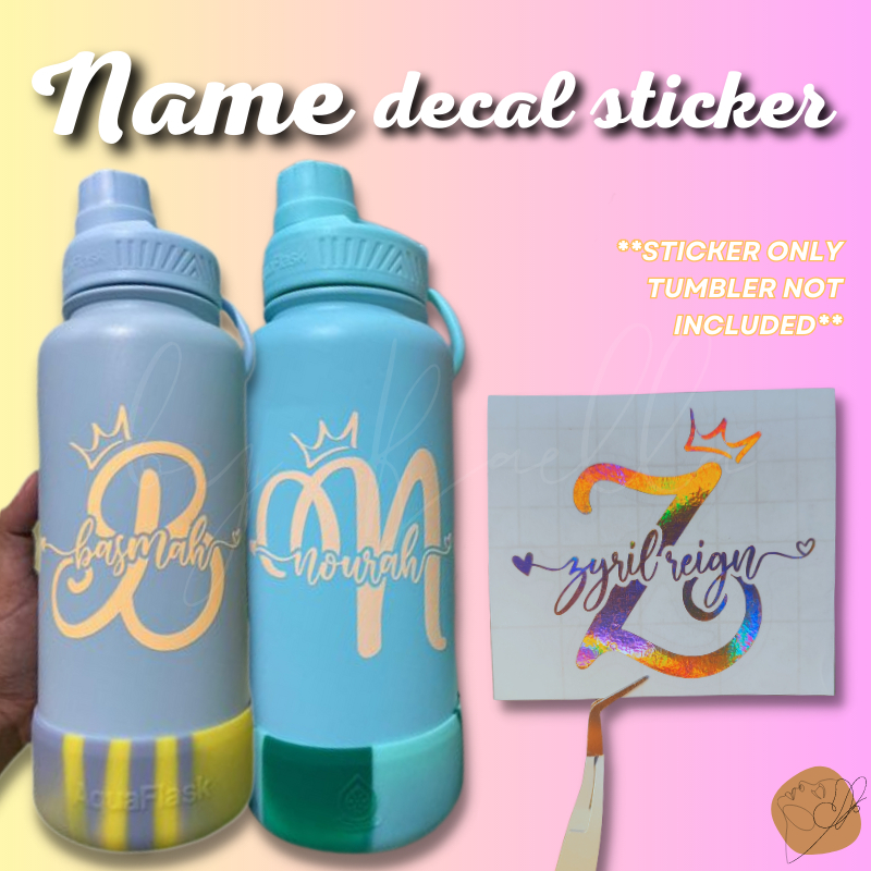 Name Decal Sticker for Aquaflask, Thermoflask, Hydroflask, Tyeso