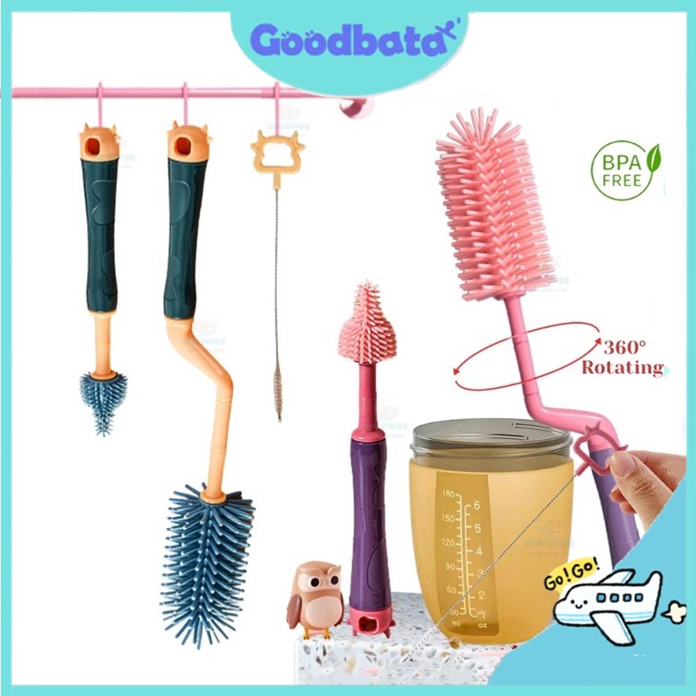 4 PCS/Set Milk Bottle Brush 360 Degree Rotary Brush Silicone Baby