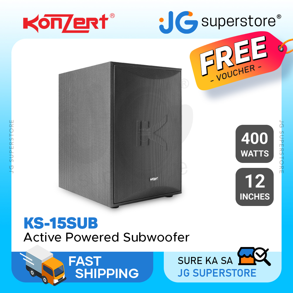 Konzert KS15SUB 15" 400W Active Subwoofer w/ Amp, 2Port Bass Reflex