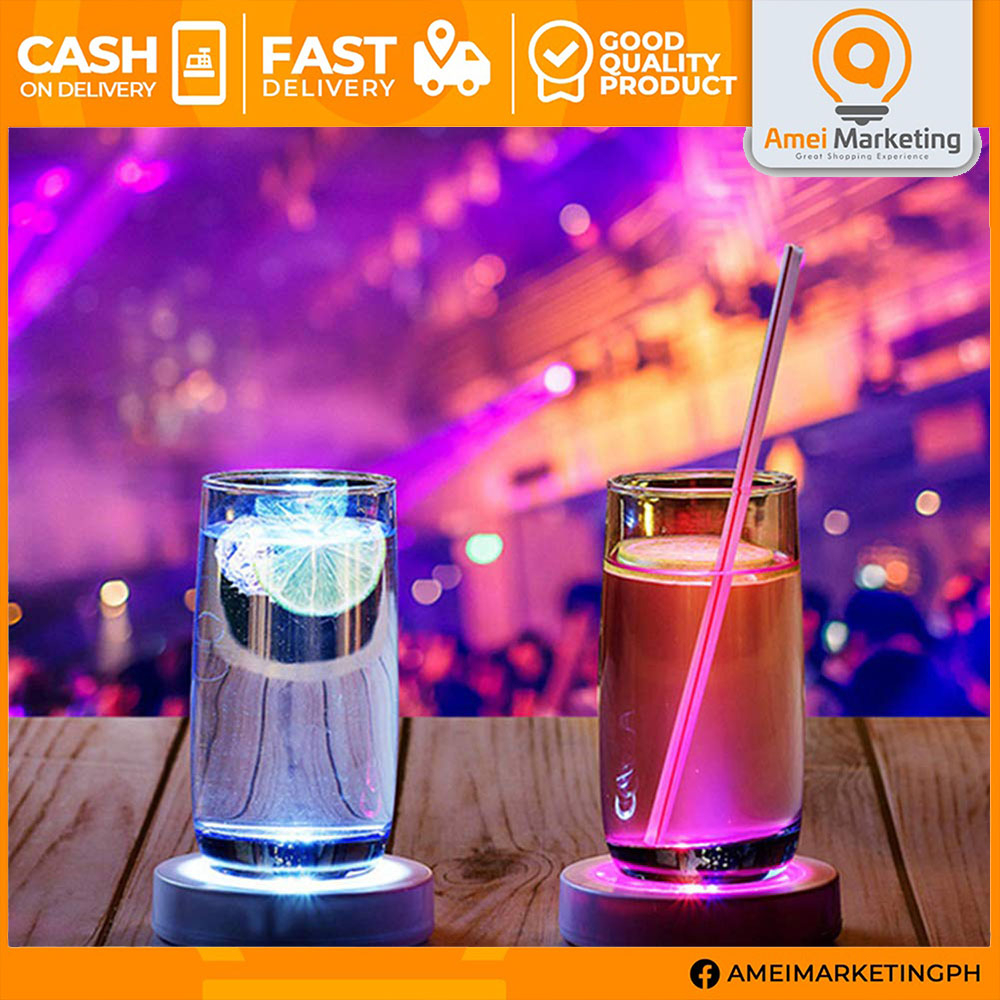 Mini LED Glass Coaster Glow Coaster LED Bottle Light Stickers Festival
