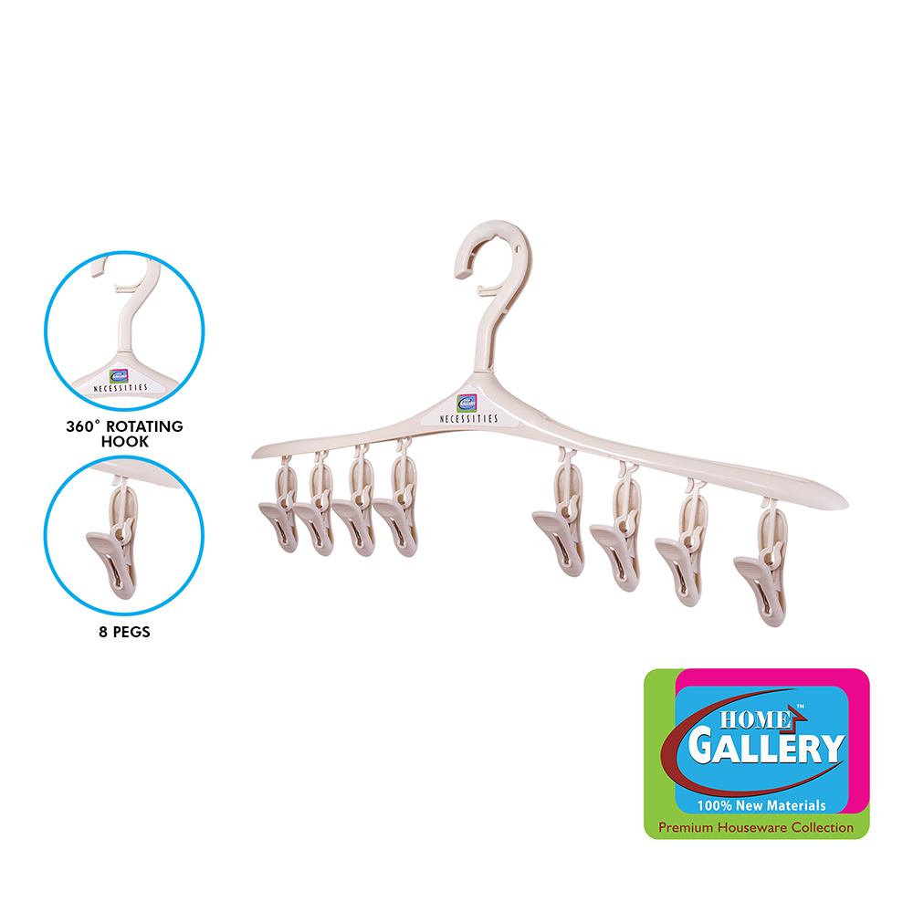 Home Gallery Plastic Hanger With 8 Pegs PP (Polypropylene) Windproof ...