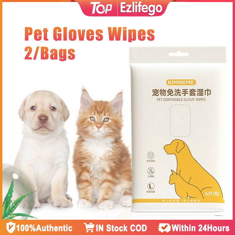 12 Pack Rinse-Free Dog Shampoo Mitts - Extra Thick Disposable Pet Wipes Gloves For Grooming Dogs & Cats