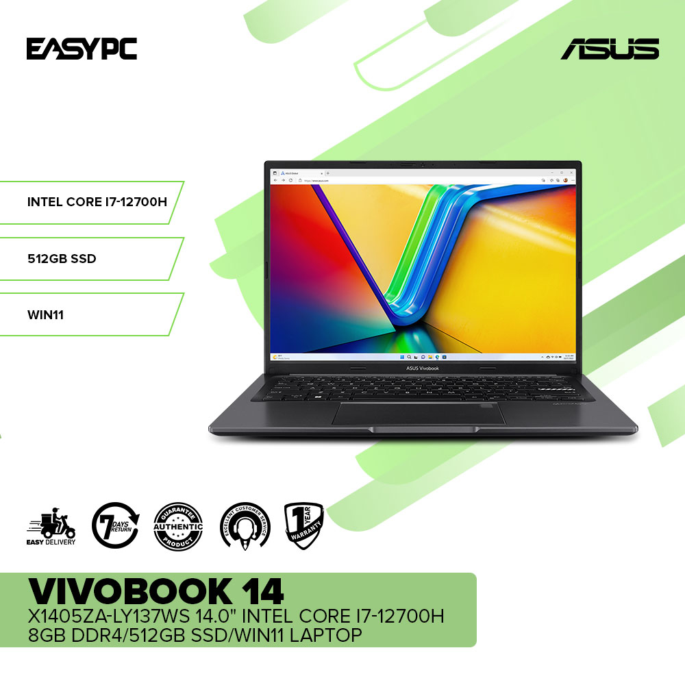 Easypc Asus Vivobook 14 X1405za Ly137ws 140 Intel Core I7 12700h Laptop Windows 11 Shopee 2501