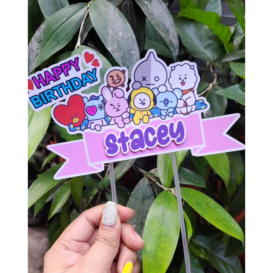 Cake Topper BT21 with Name and 10 pcs. cupcake topper | Shopee Philippines