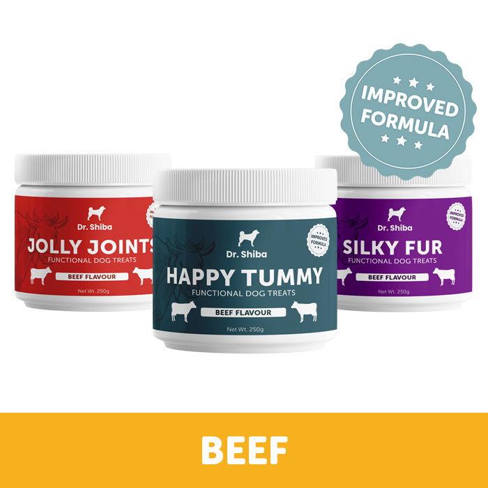Dr Shiba Happy Tummy, Silky Fur, Jolly Joints Healthy Dog Treats Dog