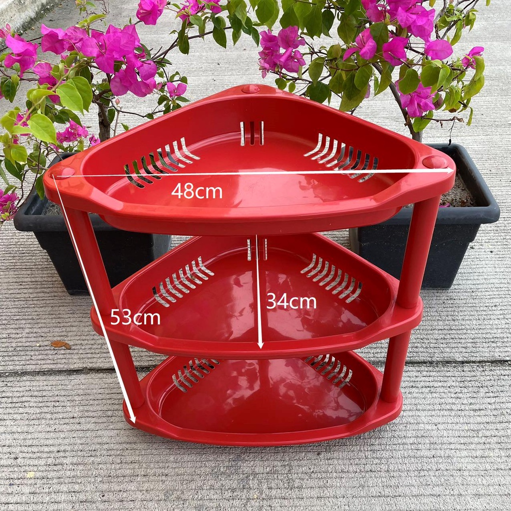 Triangle 3 Tier Plastic Corner Shelf Organizer Multi-purpose Utility ...