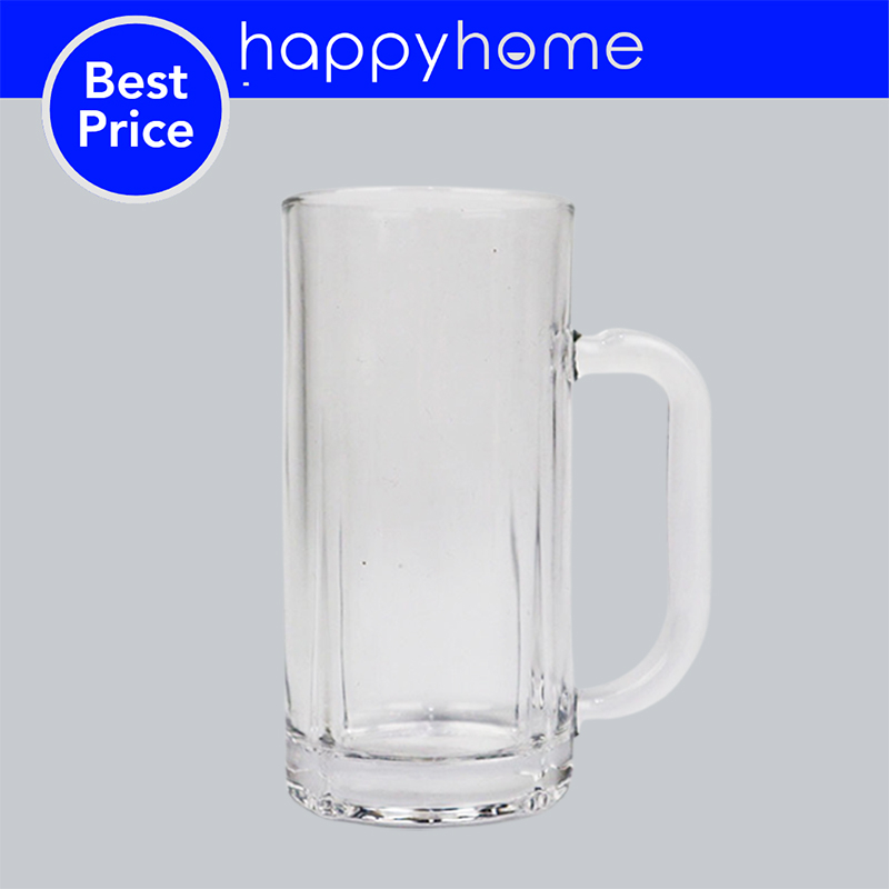 Clear Glass Beer Mug with Handle 10.5/11oz (Plain/Cubic Design