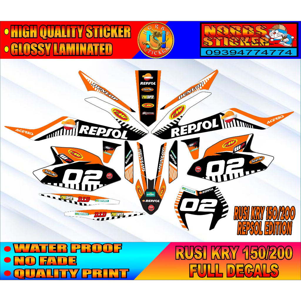 RUSI KRY 150/200 repsol edition full body decals | Shopee Philippines