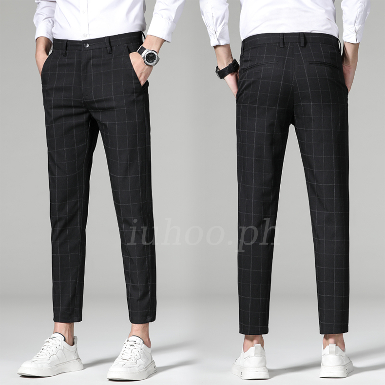 [GT] Men's Trousers Plaid Pants For Men Slack Office Suit Pants Stripe ...