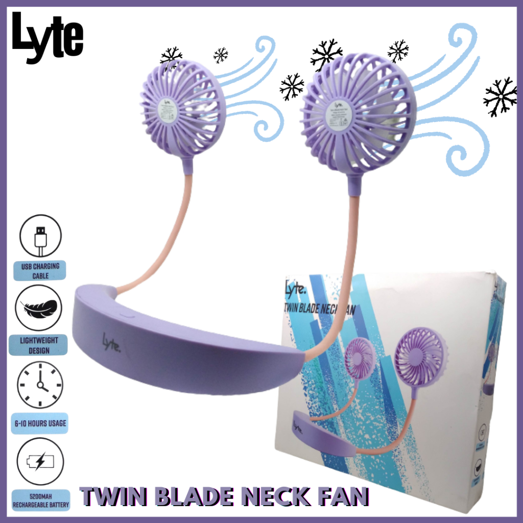 LYTE Twin Blade Neck Fan wth 3 Adjustable Speed Setting 5200mAh ...