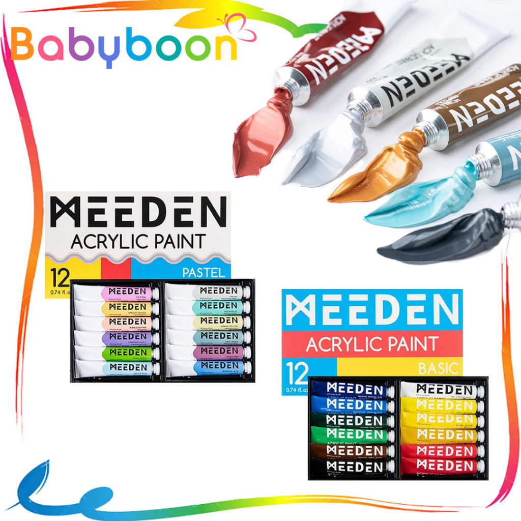 MEEDEN Acrylic Paint, 12 Vibrant Colors Non Toxic Painting for Canvas