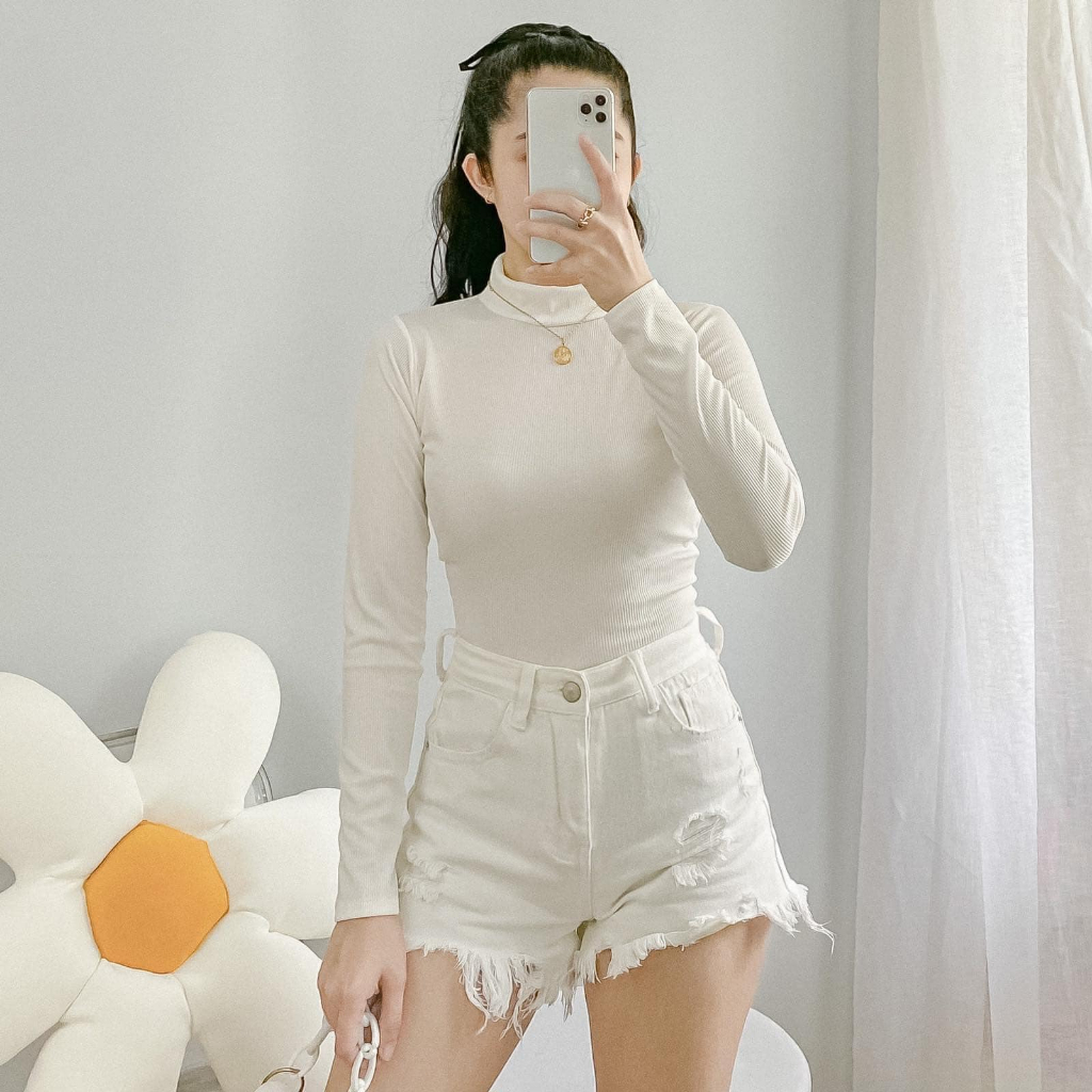 THCB Knitted High TNeck Longsleeve Crop Top Turtleneck Turtle Neck for Women Ladies Teens Girls Shopee Philippines