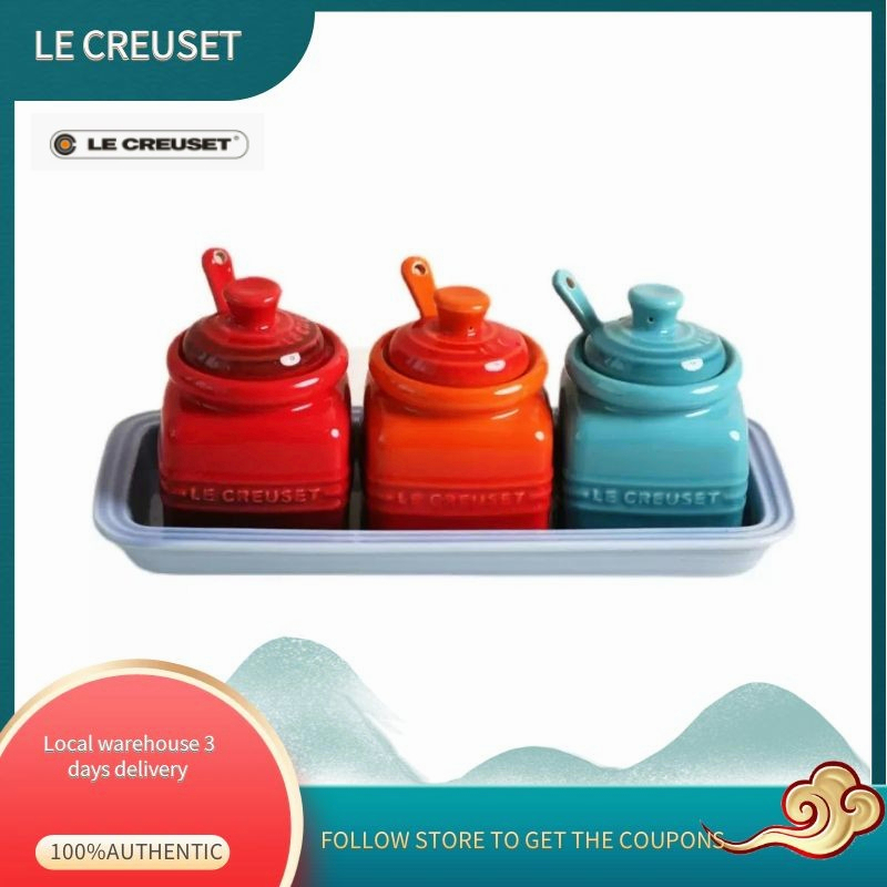LE CREUSET Condiment Jar French Ceramic enamel Stoneware Porcelain