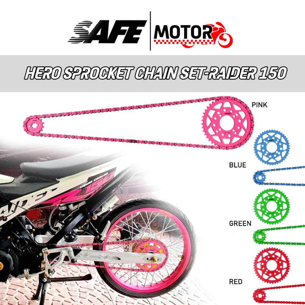 HERO RACING LIGHTEN SPROCKET CHAIN SET FOR SUZUKI RAIDER 150 CARB TYPE AND RAIDER 150 FI