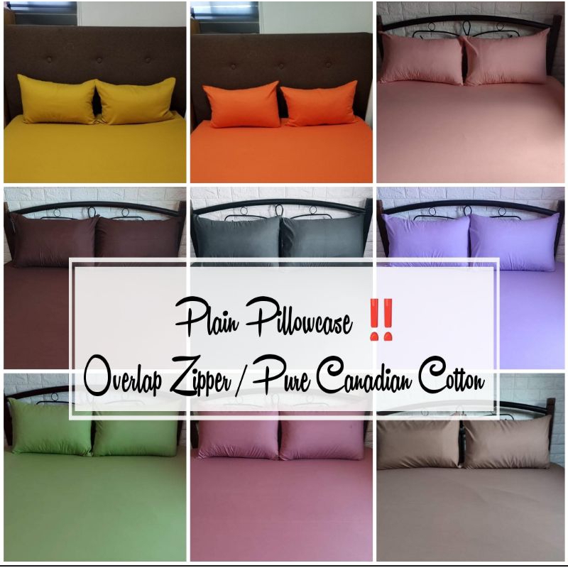 Plain Pillowcase Overlap Zipper Pure Canadian Cotton Meduim & Large Size Sold Per Piece Shopee