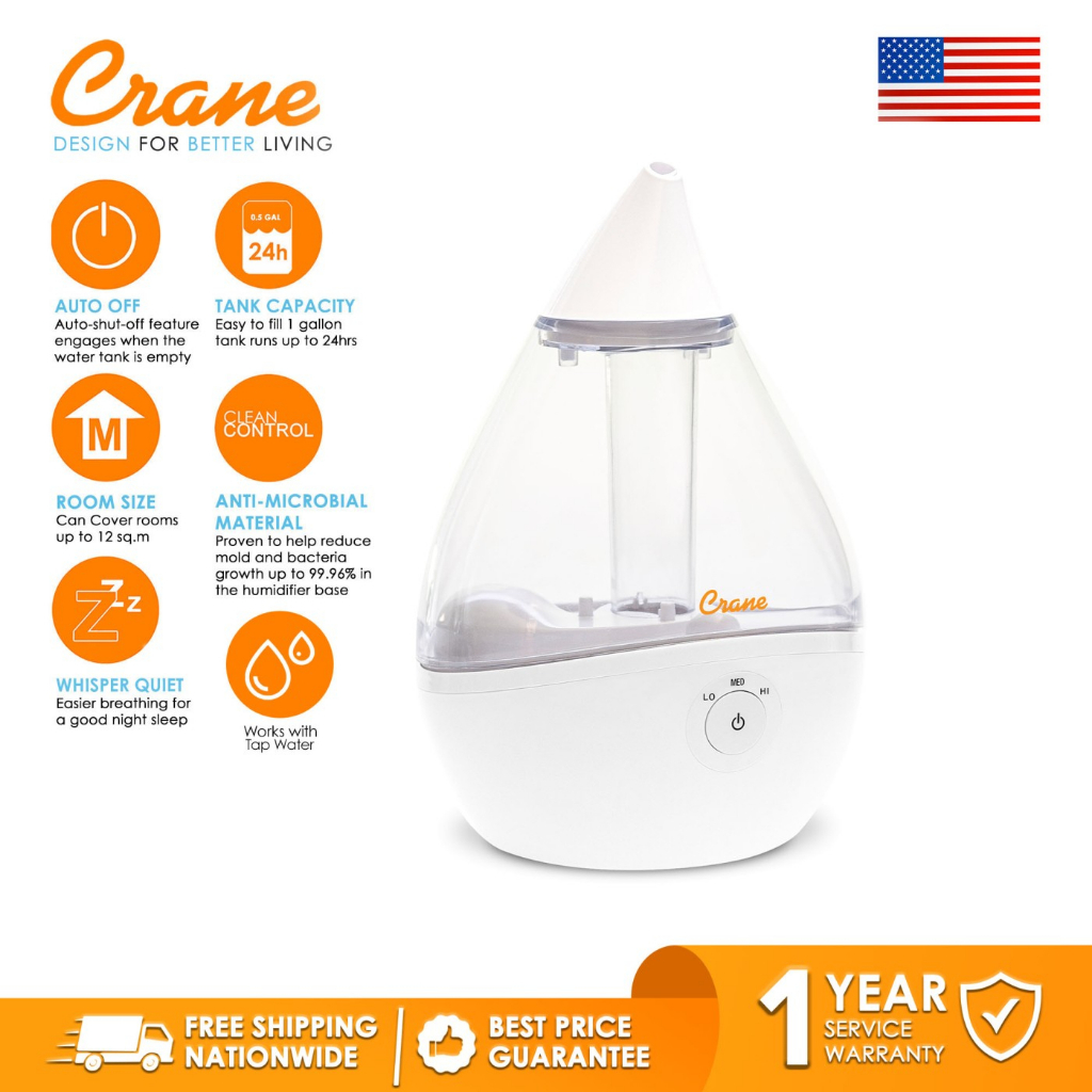 Crane Droplet Filter-Free Cool Mist Humidifier with Vaporizer Function ...