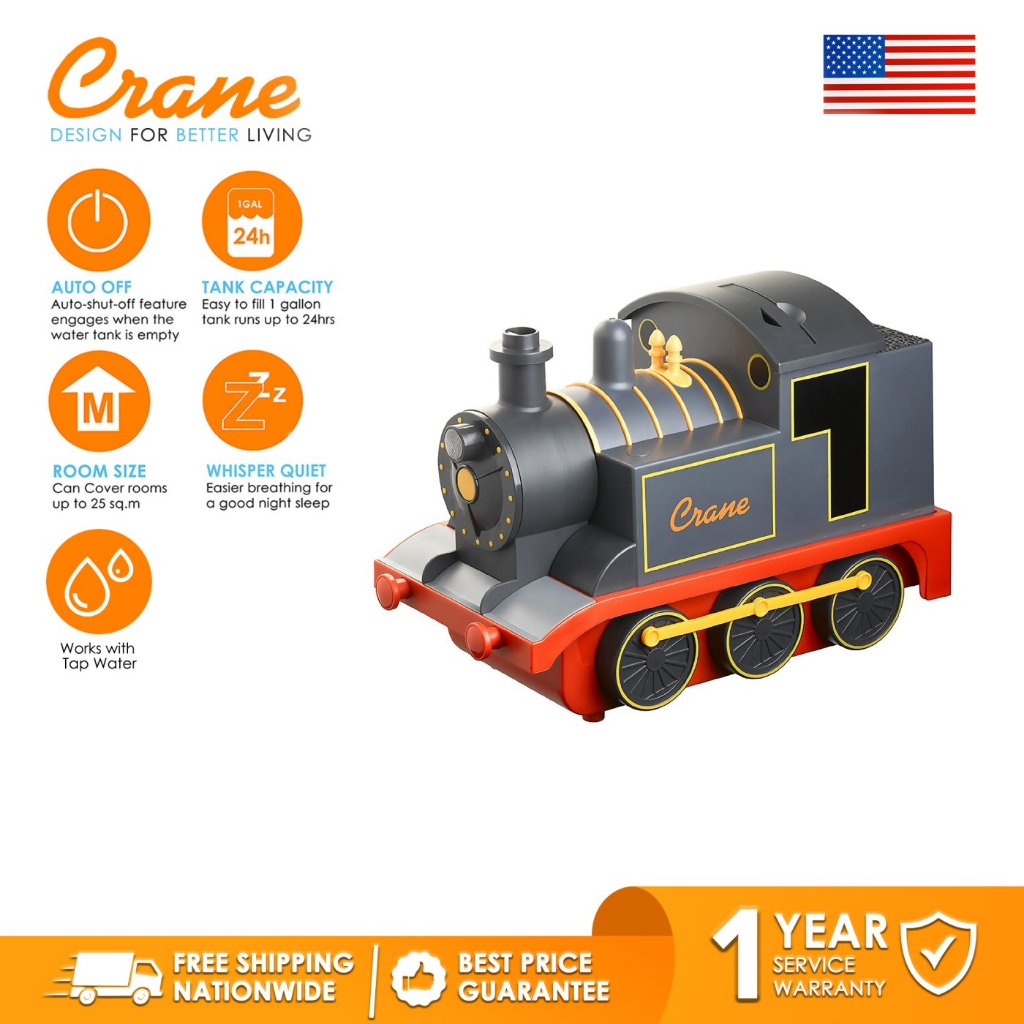 Crane Adorable Cool Mist Humidifier Train Cough & Colds,Allergies,Asthma,Snoring,Sinus & Sore