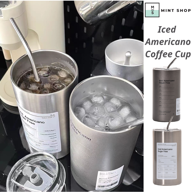 600ml Iced Coffee Cup With Straw Insulated Cup Stainless Thermos