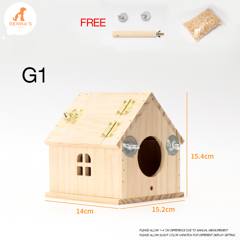 Renna's Bird Wooden Cage For Bird Cage Parrot Circular Cage Anti Splash ...