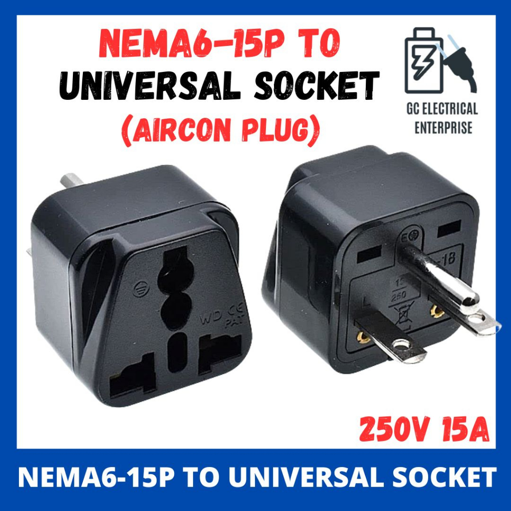 Aircon AC Plug Adapter Travel Converter Adaptor 1PC WA18 NEMA615P to