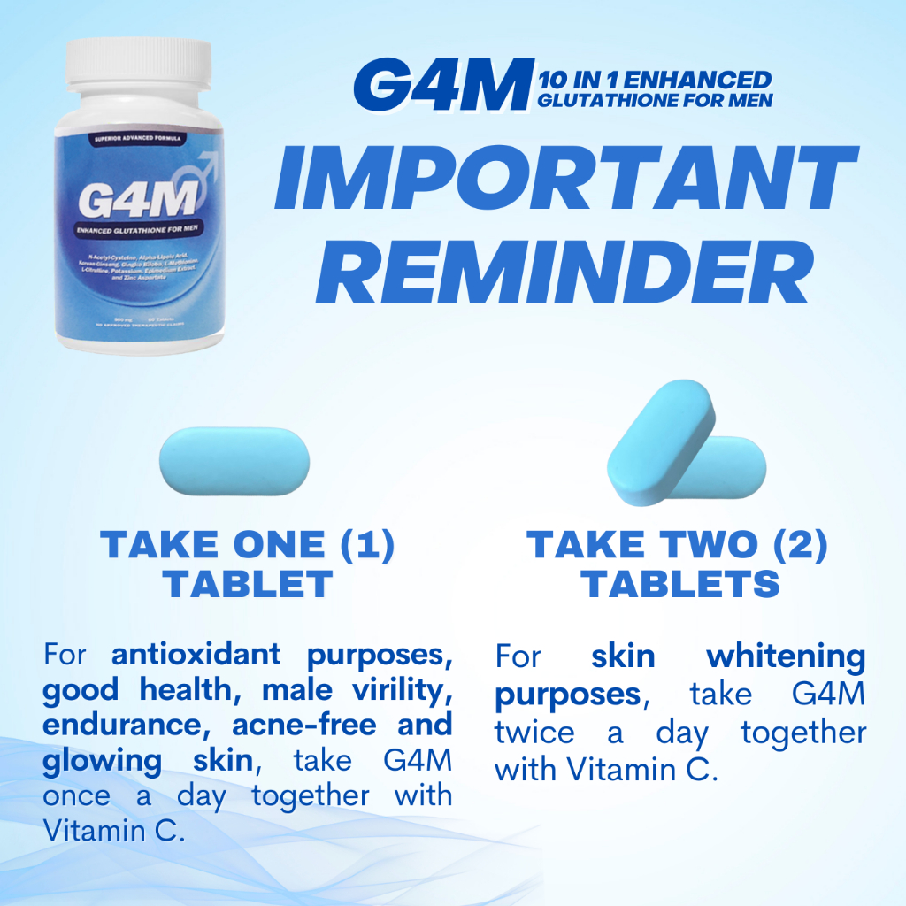 g4m glutathione dosage G4M Glutathione for Men with Ginseng, Gingko Biloba - 10in1 60 tablets