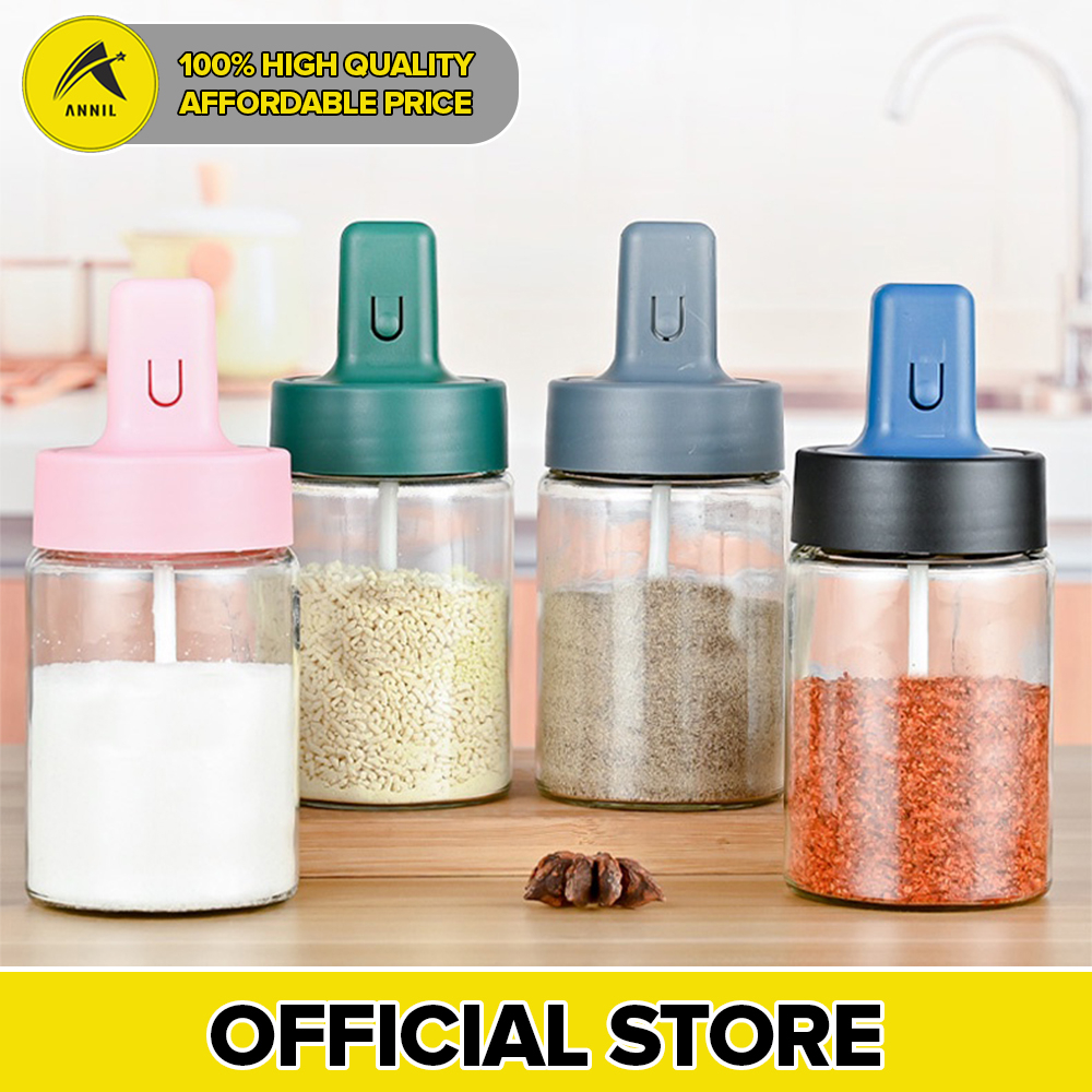 Annil Kitchen Condiments Dispenser Bottle Seasoning Spoon Container