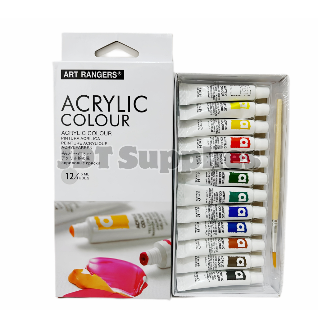 [12 x 6ml] Art Ranger ACRYLIC/WATERCOLOUR/GOUACHE Paint Sets Shopee