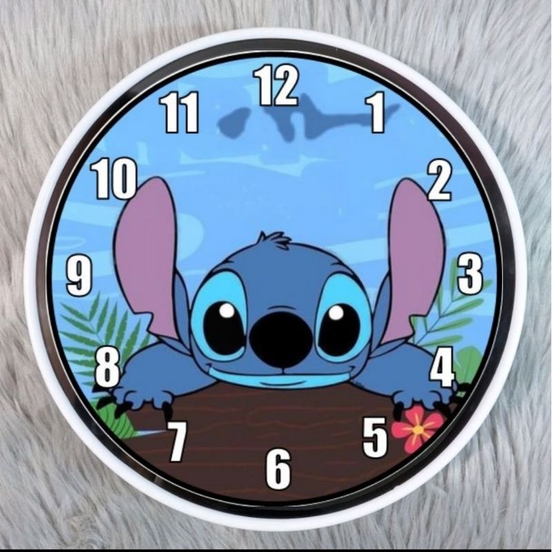 Stitch Wall Clock (8x8 INCHES) with free keychain and stickers Shopee
