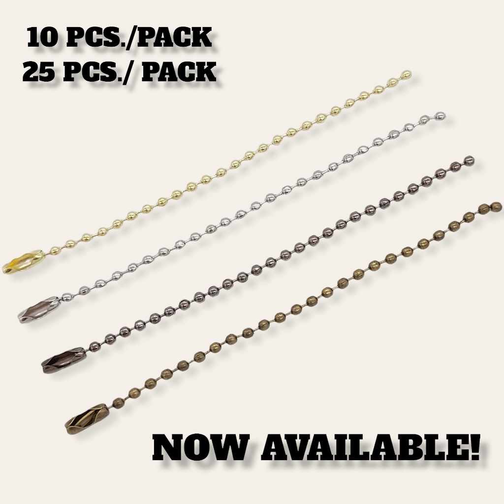 25 pcs. BALL CHAIN FOR KEYCHAIN/TAGS/ OTHERS - GOLD/ ANTIQUE/ SILVER/ G ...