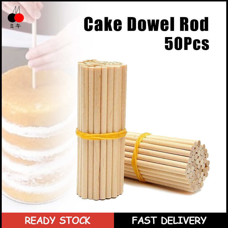 50pcs Wooden Cake Dowel Rod Tiered Cake Hollow Cake Sticks Wedding Cake ...