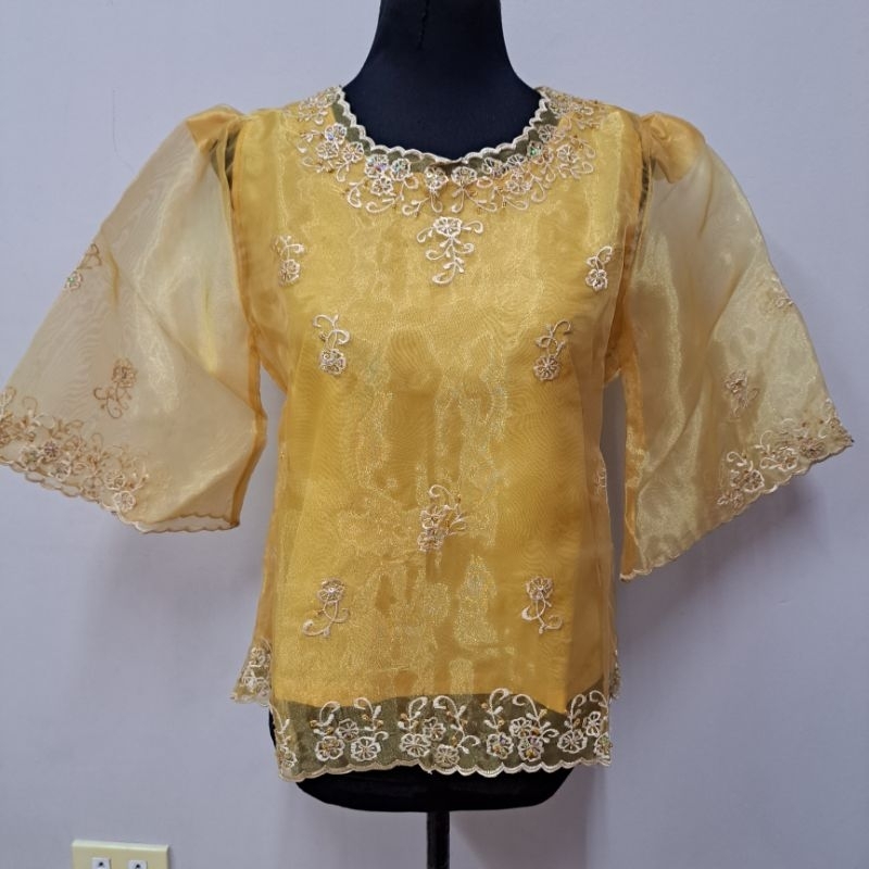 Women's Barong Matte Gold with Buttons and Beads | Shopee Philippines