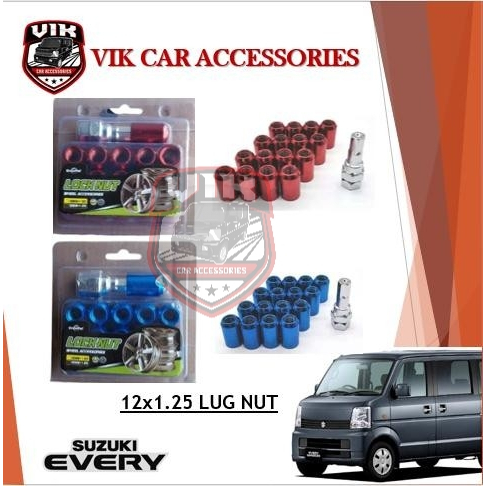 Lug Nut M12x1.25 for Suzuki Multicab Through Hole Design Red and Blue ...