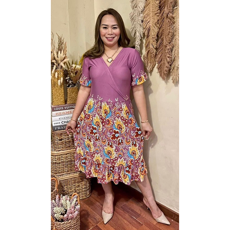 SOPHIA PLUS-SIZE OVER LAP DRESS (PRINTED) | Shopee Philippines