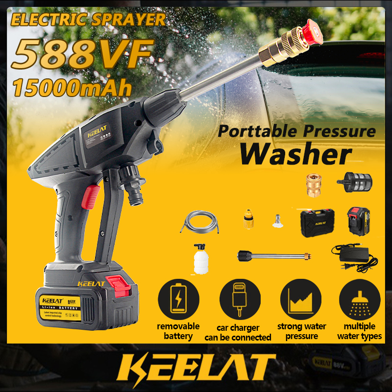 KEELAT 588VF Cordless High Pressure Car Wash Portable Car Washer
