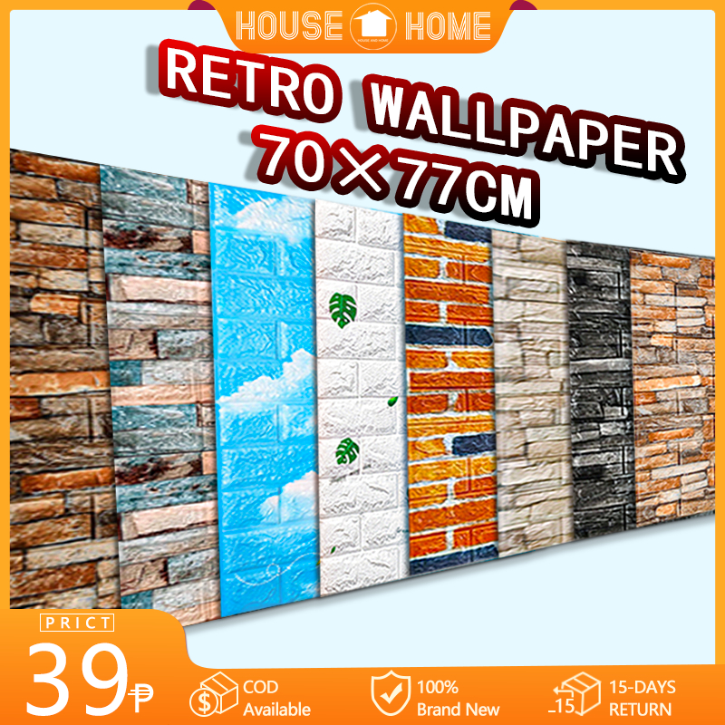 3D Sticker Wallpaper Adhesive Wall Decor 70x77cm Foam Bricks Design
