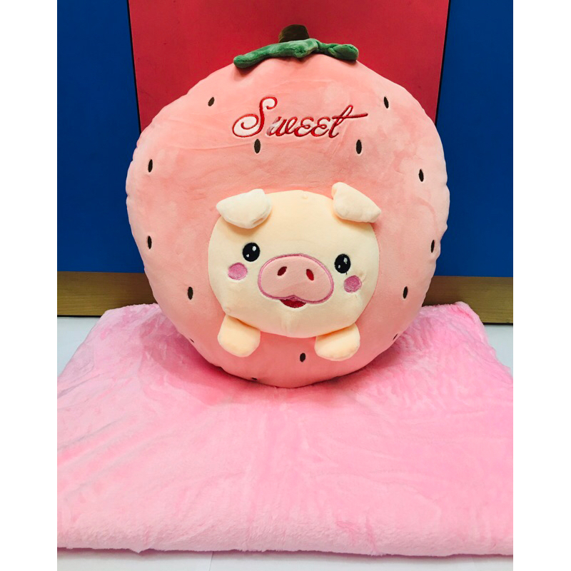 Strawberry Pig Blanket Pillow Stuffed toy / plush toy Shopee Philippines